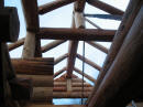 Slokana log yard pictures :- Interior picture of ridge beam.